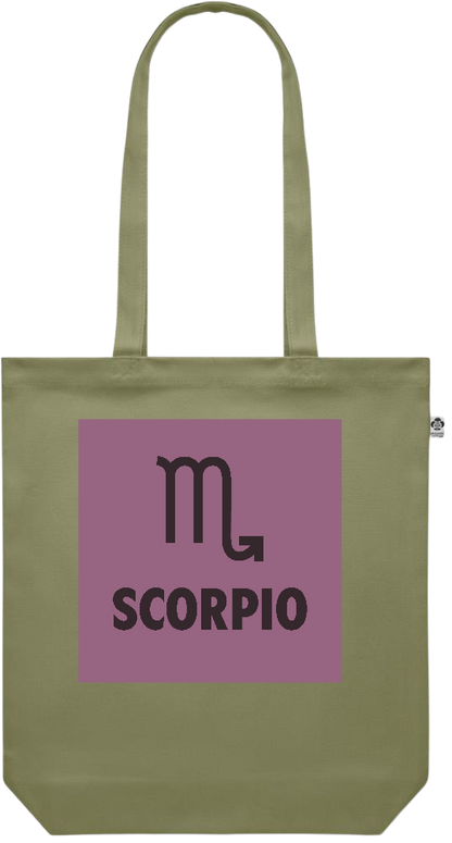 Zodiac Scorpio Design - Premium colored organic canvas shopping bag_GREEN_front