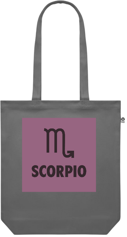 Zodiac Scorpio Design - Premium colored organic canvas shopping bag_STONE GREY_front