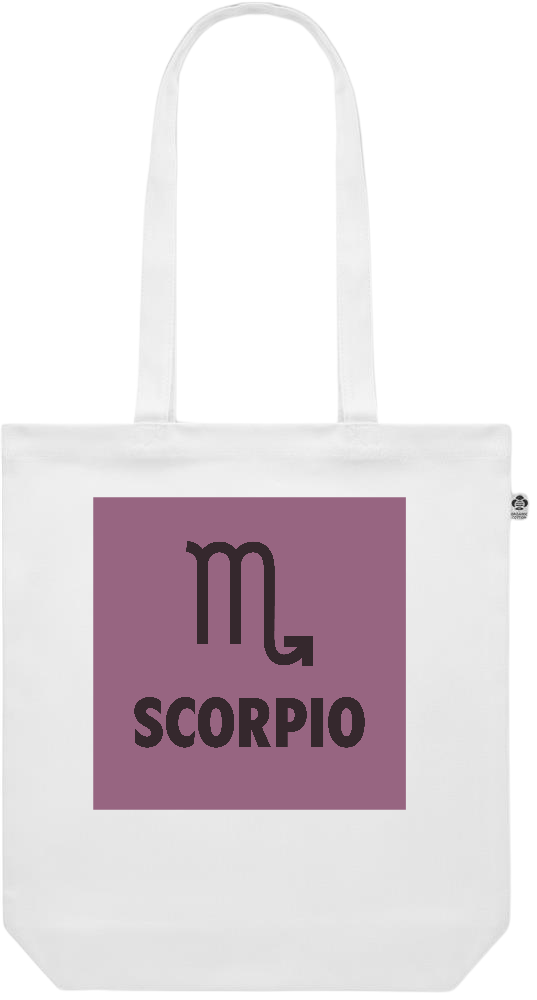 Zodiac Scorpio Design - Premium colored organic canvas shopping bag_WHITE_front