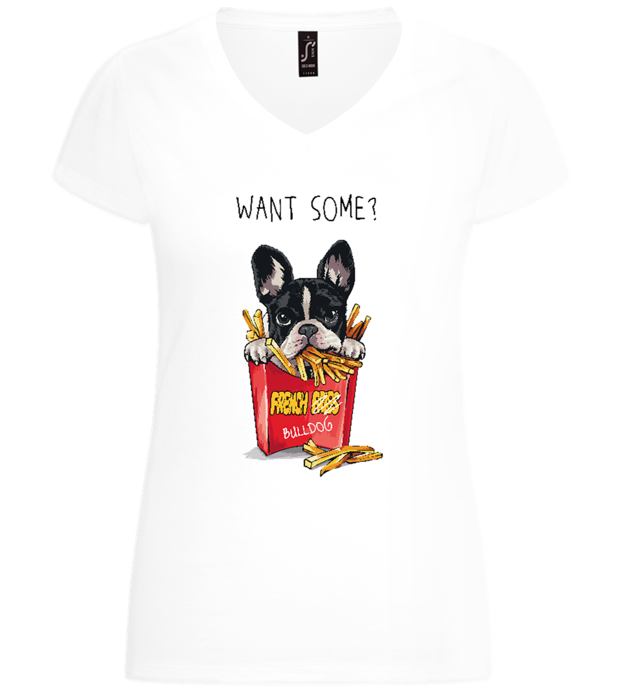 French Fries Design - Basic women's v-neck t-shirt_WHITE_front