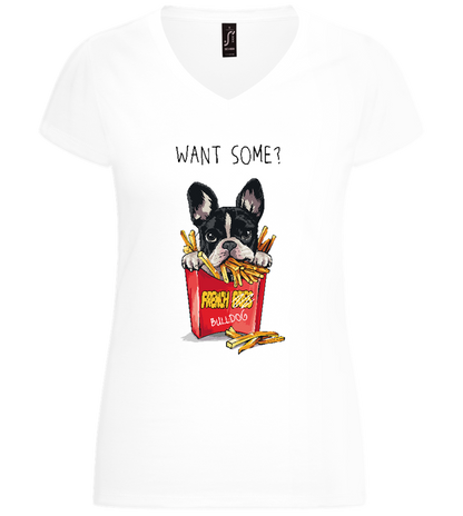 French Fries Design - Basic women's v-neck t-shirt_WHITE_front