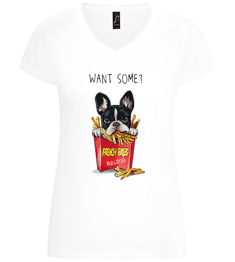 French Fries Design - Basic women's v-neck t-shirt_WHITE_front