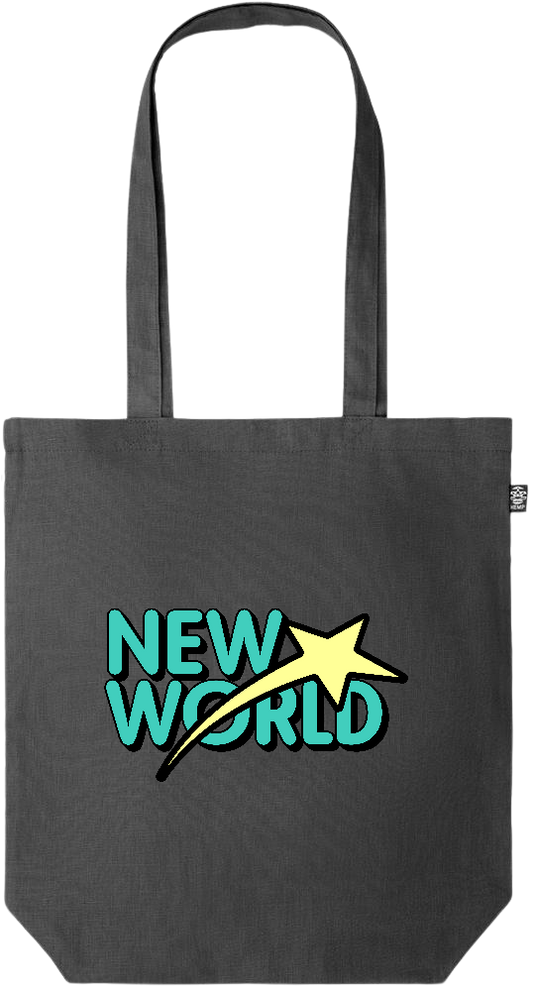 New World Design - Premium colored organic hemp tote bag_BLACK_front