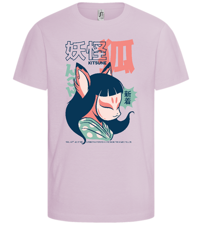 Japanese Kitsune Design - Comfort girls' t-shirt_MEDIUM PINK_front