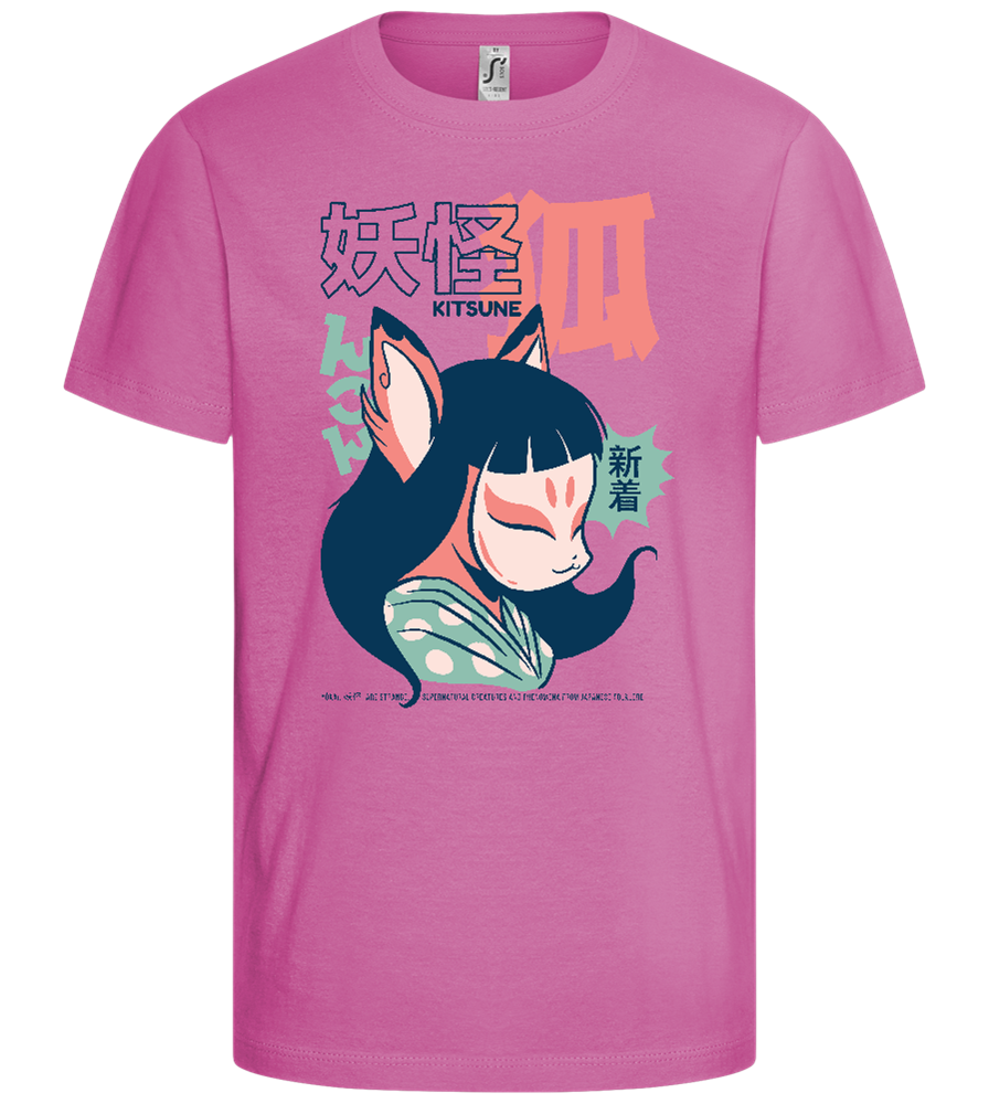 Japanese Kitsune Design - Comfort girls' t-shirt_PINK ORCHID_front