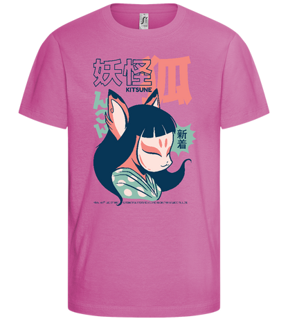 Japanese Kitsune Design - Comfort girls' t-shirt_PINK ORCHID_front