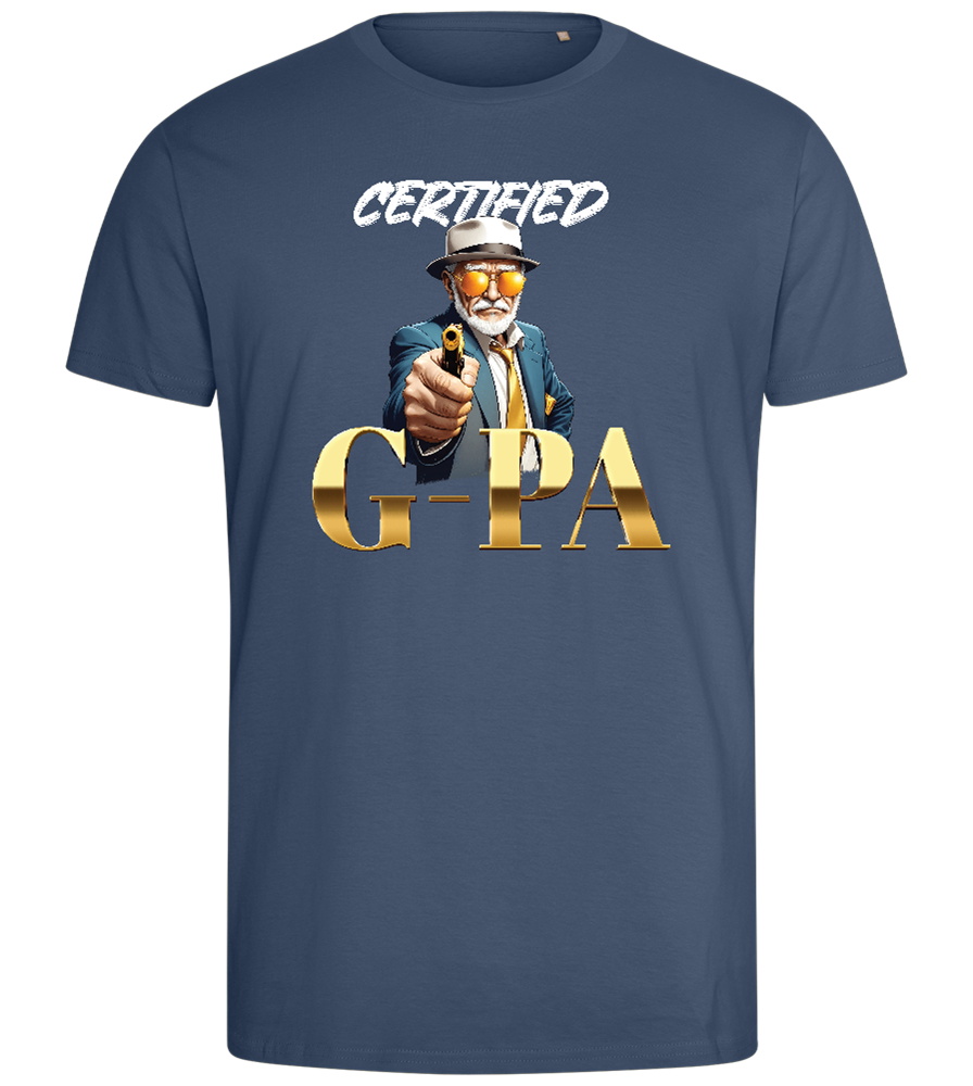 Certified G-Pa Design - Comfort men's fitted t-shirt_DENIM_front