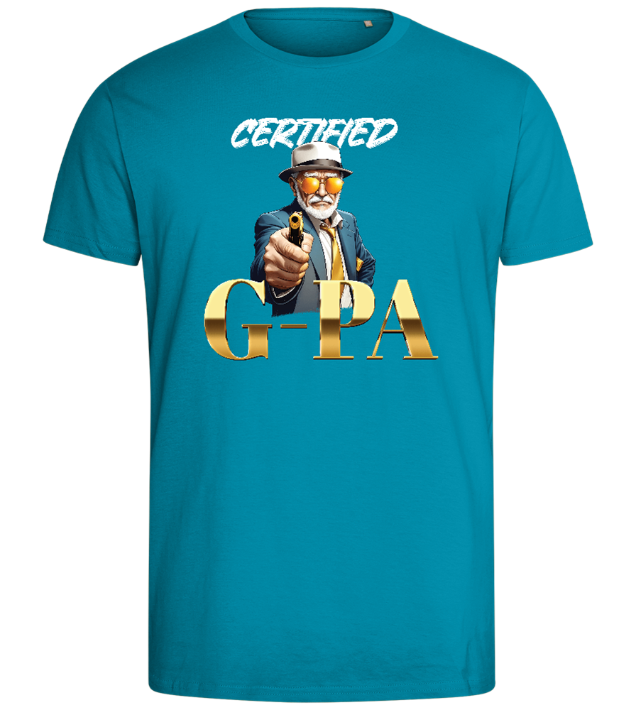 Certified G-Pa Design - Comfort men's fitted t-shirt_TURQUOISE_front