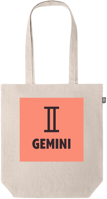 Zodiac Gemini Design - Premium colored organic hemp tote bag_BEIGE_front