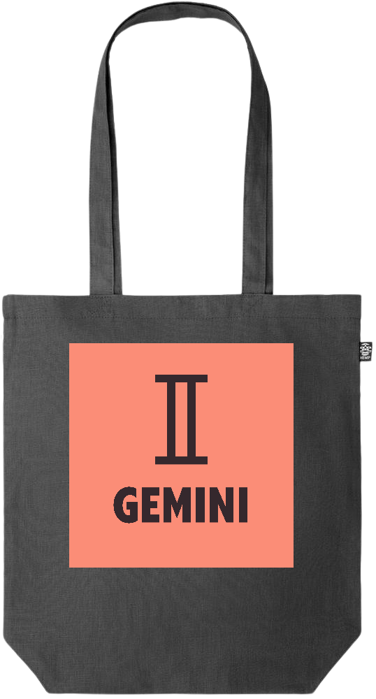 Zodiac Gemini Design - Premium colored organic hemp tote bag_BLACK_front