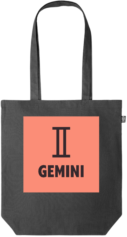 Zodiac Gemini Design - Premium colored organic hemp tote bag_BLACK_front