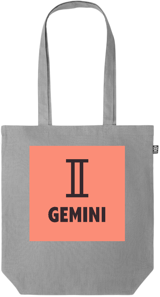 Zodiac Gemini Design - Premium colored organic hemp tote bag_GREY_front