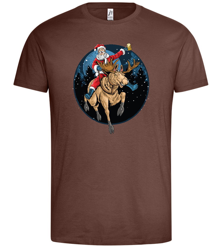 Santa's Joyride Design - Premium men's t-shirt_CHOCOLATE_front