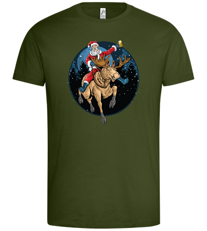 Santa's Joyride Design - Premium men's t-shirt_DARK KHAKI_front