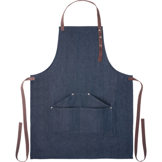 Denim Apron with Pockets_BLUE_front