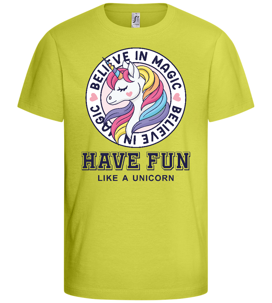 Believe in Magic Unicorn Design - Basic kids t-shirt_GREEN APPLE_front