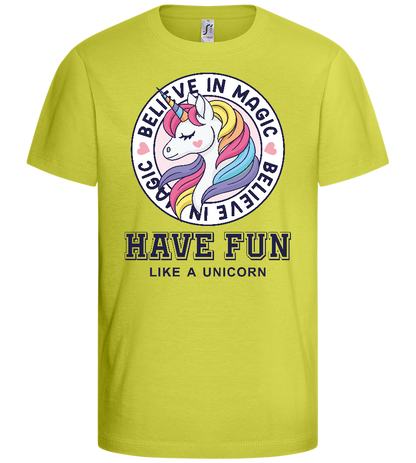 Believe in Magic Unicorn Design - Basic kids t-shirt_GREEN APPLE_front