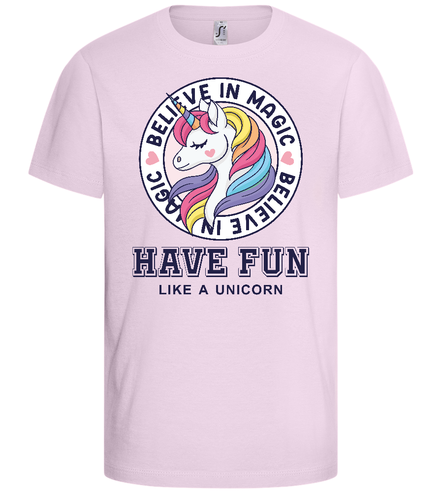 Believe in Magic Unicorn Design - Basic kids t-shirt_LIGHT PINK_front