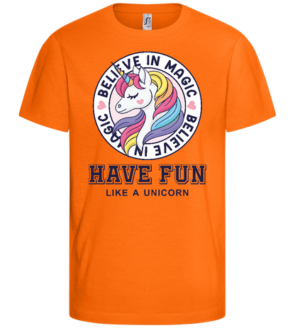 Believe in Magic Unicorn Design - Basic kids t-shirt_ORANGE_front