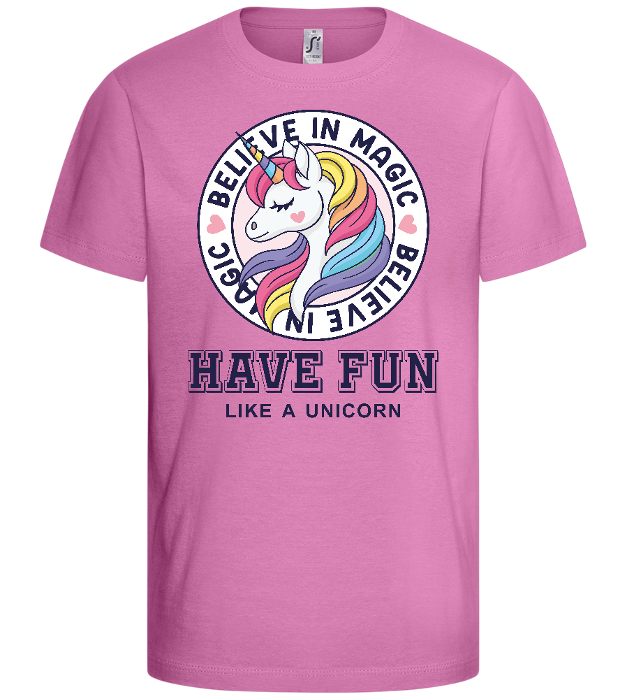 Believe in Magic Unicorn Design - Basic kids t-shirt_PINK ORCHID_front