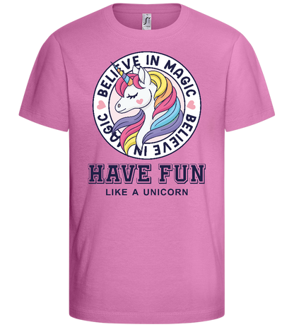 Believe in Magic Unicorn Design - Basic kids t-shirt_PINK ORCHID_front