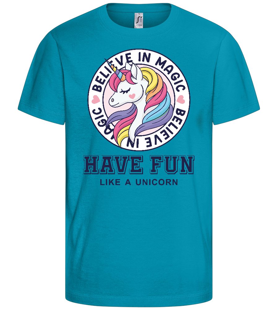 Believe in Magic Unicorn Design - Basic kids t-shirt_TURQUOISE_front