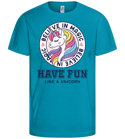 Believe in Magic Unicorn Design - Basic kids t-shirt_TURQUOISE_front