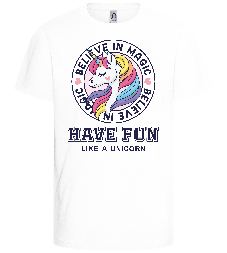 Believe in Magic Unicorn Design - Basic kids t-shirt_WHITE_front