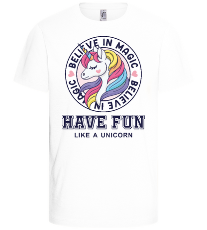 Believe in Magic Unicorn Design - Basic kids t-shirt_WHITE_front