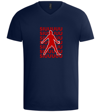 Soccer Celebration Design - Basic men's v-neck t-shirt_MARINE_front