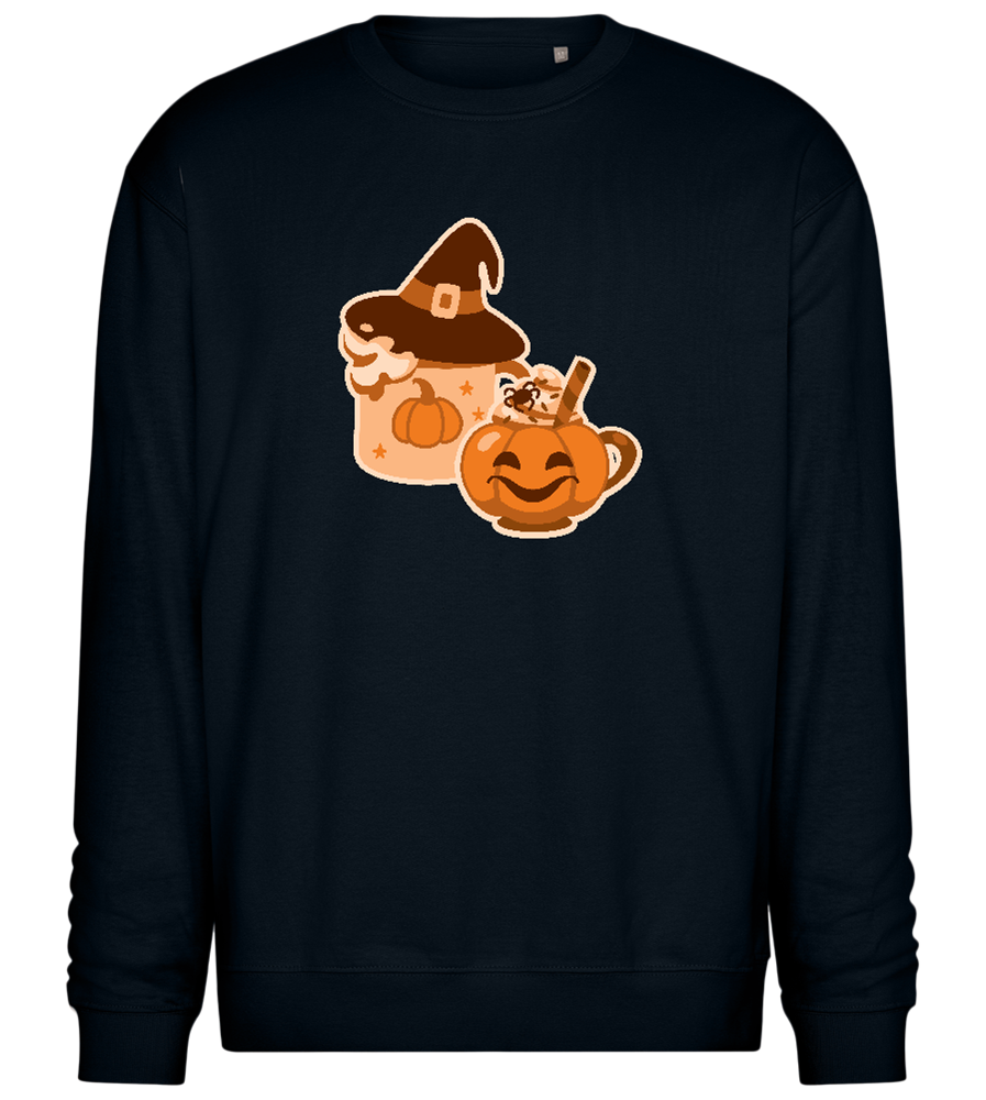 Spooky Pumpkin Spice Design - Comfort Essential Unisex Sweater_BLACK_front