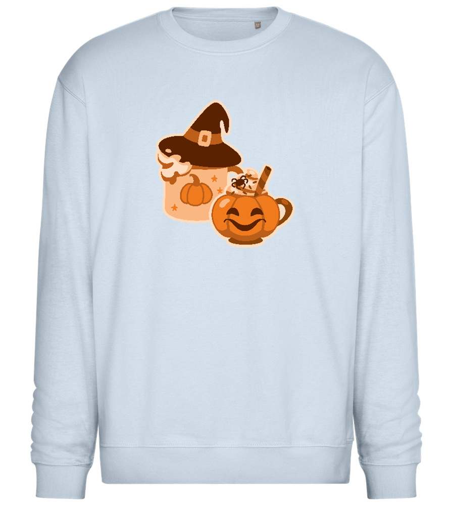 Spooky Pumpkin Spice Design - Comfort Essential Unisex Sweater_CREAMY BLUE_front