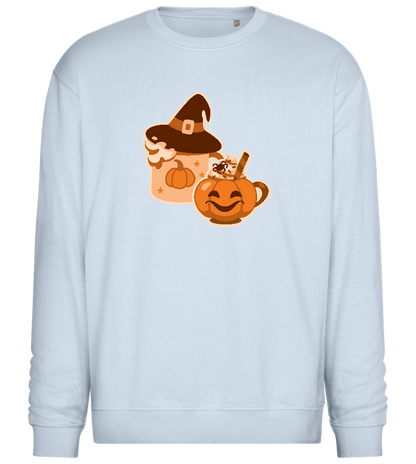 Spooky Pumpkin Spice Design - Comfort Essential Unisex Sweater_CREAMY BLUE_front