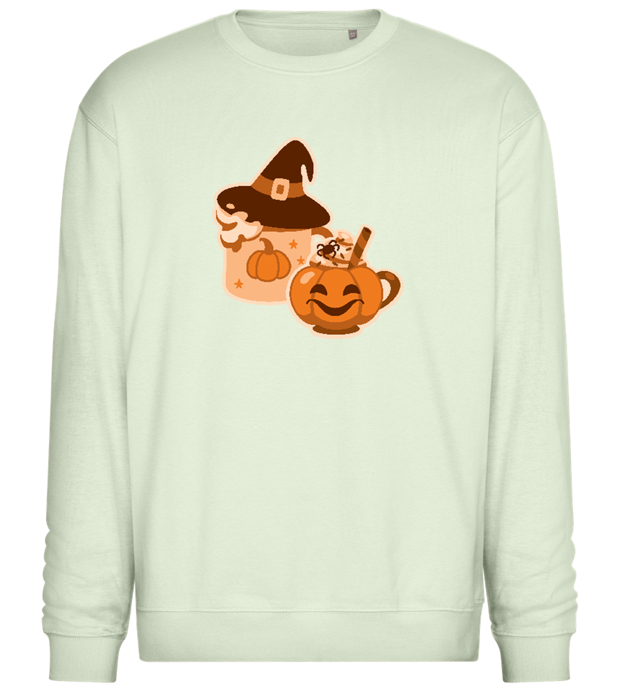 Spooky Pumpkin Spice Design - Comfort Essential Unisex Sweater_CREAMY GREEN_front