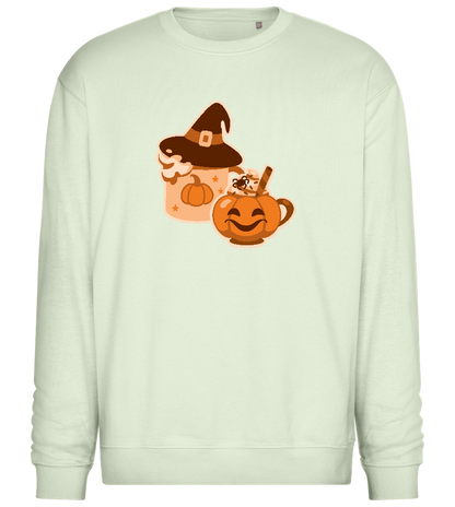 Spooky Pumpkin Spice Design - Comfort Essential Unisex Sweater_CREAMY GREEN_front