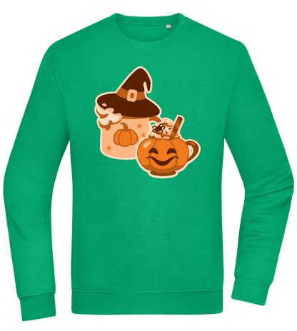 Spooky Pumpkin Spice Design - Comfort Essential Unisex Sweater_MEADOW GREEN_front