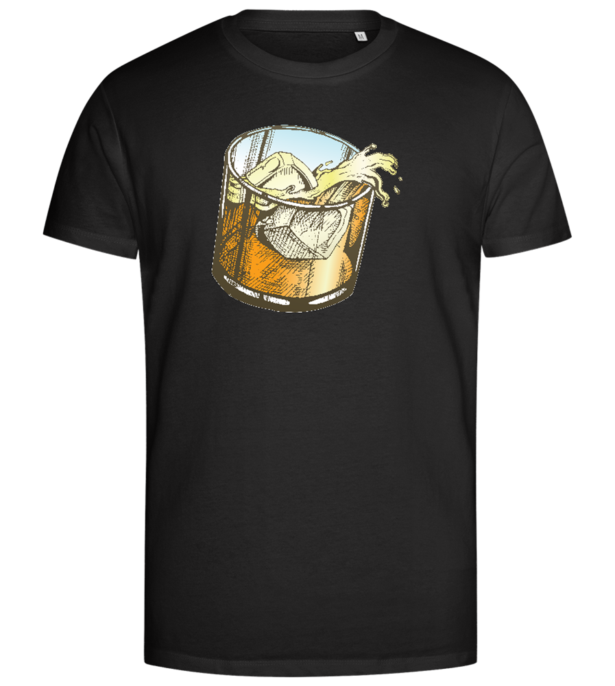 Whiskey Glass Design - Premium men's close fitting t-shirt_DEEP BLACK_front