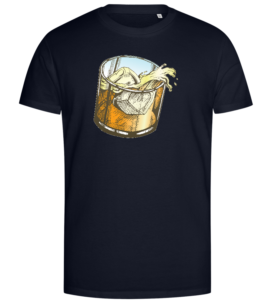 Whiskey Glass Design - Premium men's close fitting t-shirt_FRENCH NAVY_front