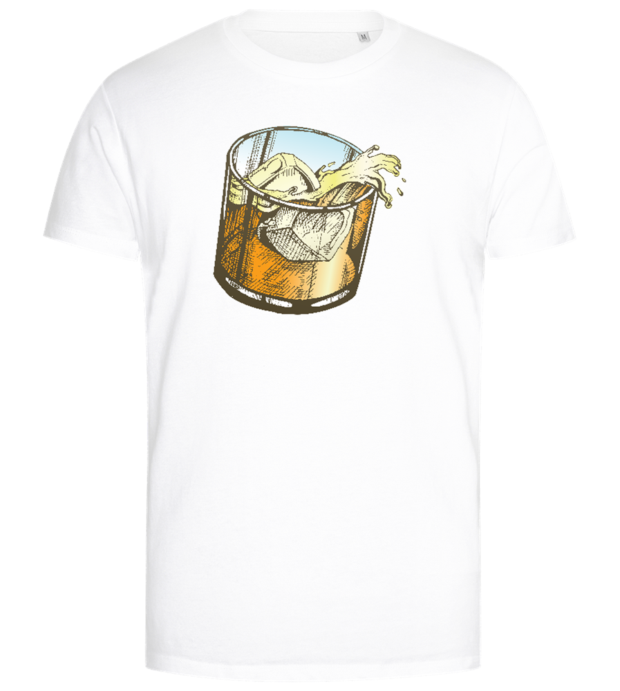 Whiskey Glass Design - Premium men's close fitting t-shirt_WHITE_front