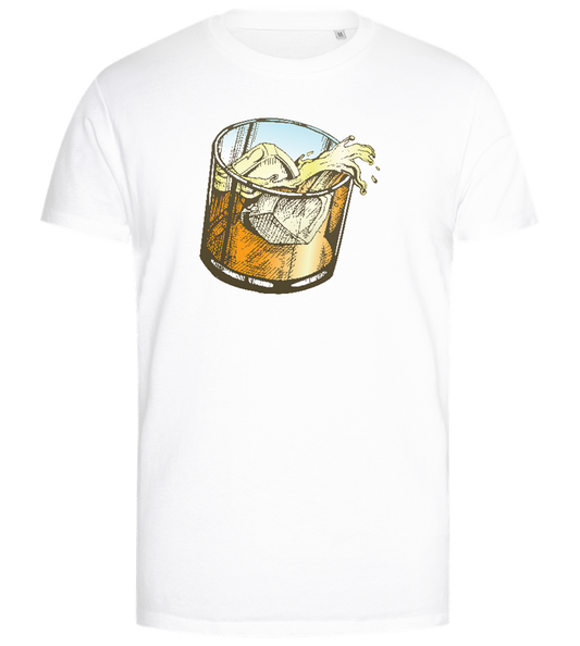 Whiskey Glass Design - Premium men's close fitting t-shirt_WHITE_front