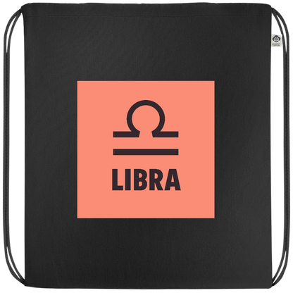 Zodiac Libra Design - Premium colored organic cotton drawstring bag_BLACK_front