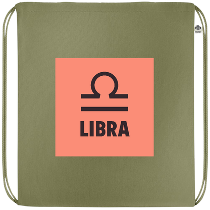 Zodiac Libra Design - Premium colored organic cotton drawstring bag_GREEN_front