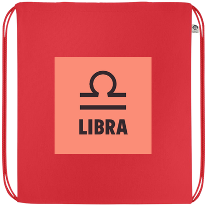 Zodiac Libra Design - Premium colored organic cotton drawstring bag_RED_front