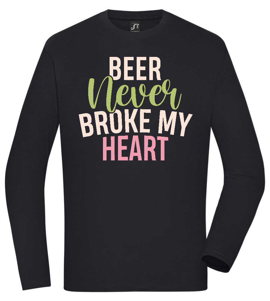 Never Broke My Heart Design - Comfort men's long sleeve t-shirt_MARINE_front