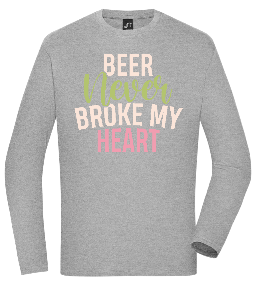 Never Broke My Heart Design - Comfort men's long sleeve t-shirt_ORION GREY_front