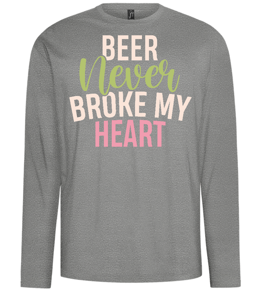 Never Broke My Heart Design - Comfort men's long sleeve t-shirt_ORION GREY_front