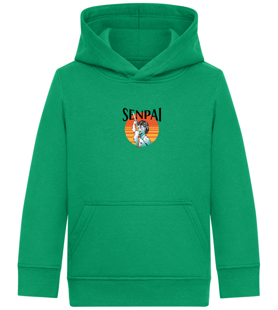 Senpai Sunset Design - Comfort Kids Hoodie_MEADOW GREEN_front