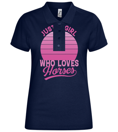 Just a Girl Who Loves Horses Design - Basic Women´s Poloshirt_MARINE_front