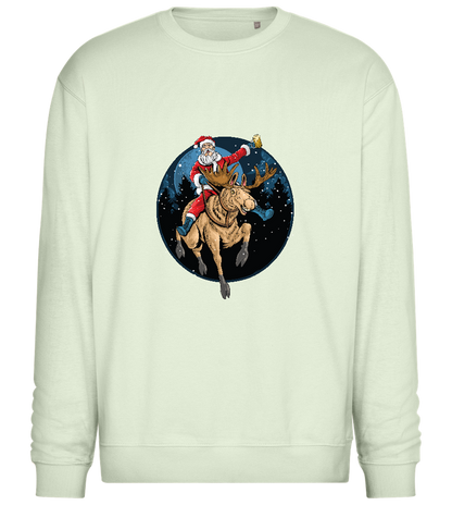 Santa Joyride Design - Comfort Essential Unisex Sweater_CREAMY GREEN_front