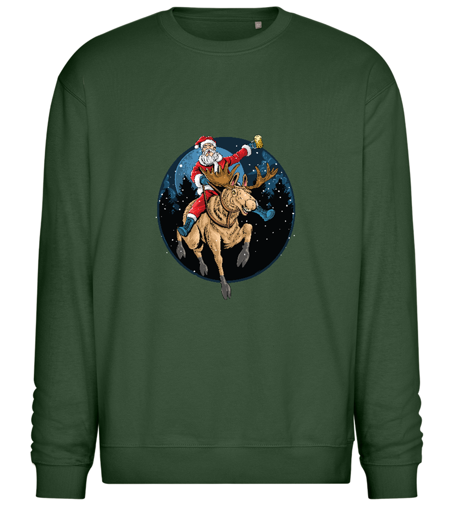 Santa Joyride Design - Comfort Essential Unisex Sweater_GREEN BOTTLE_front